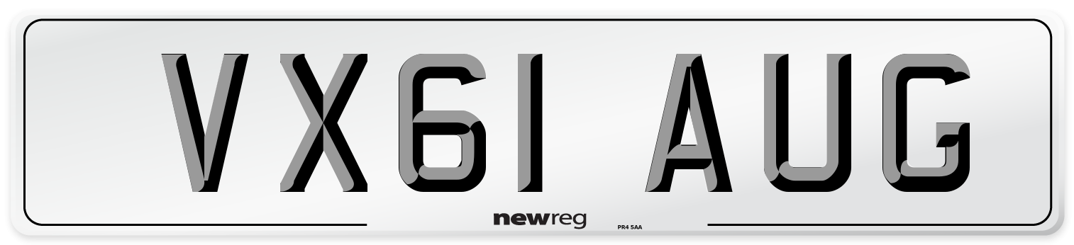 VX61 AUG Number Plate from New Reg